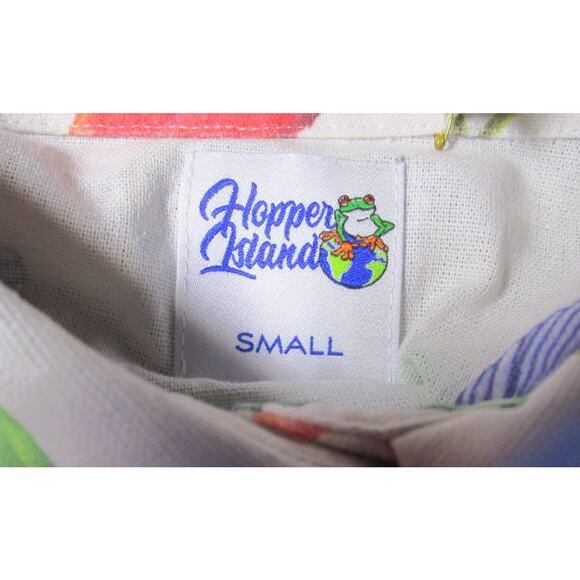 Hopper Island Women's Blouse White Tropical Print with Hummingbirds Size Small - Picture 4 of 6